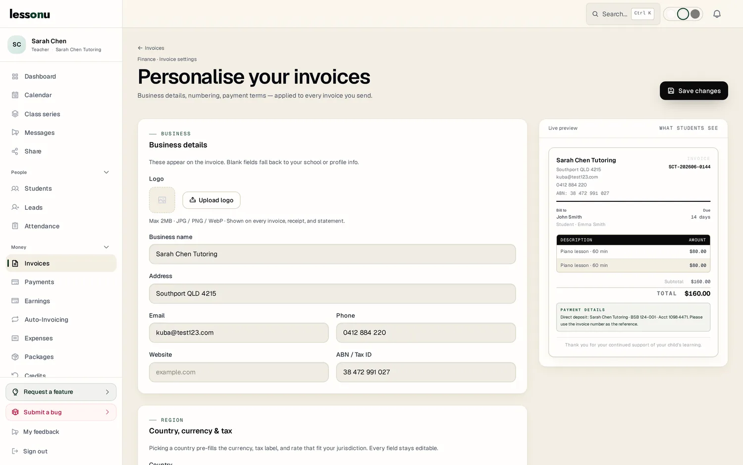 Invoicing and GST tracking