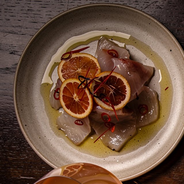 Kingfish crudo with blood orange
